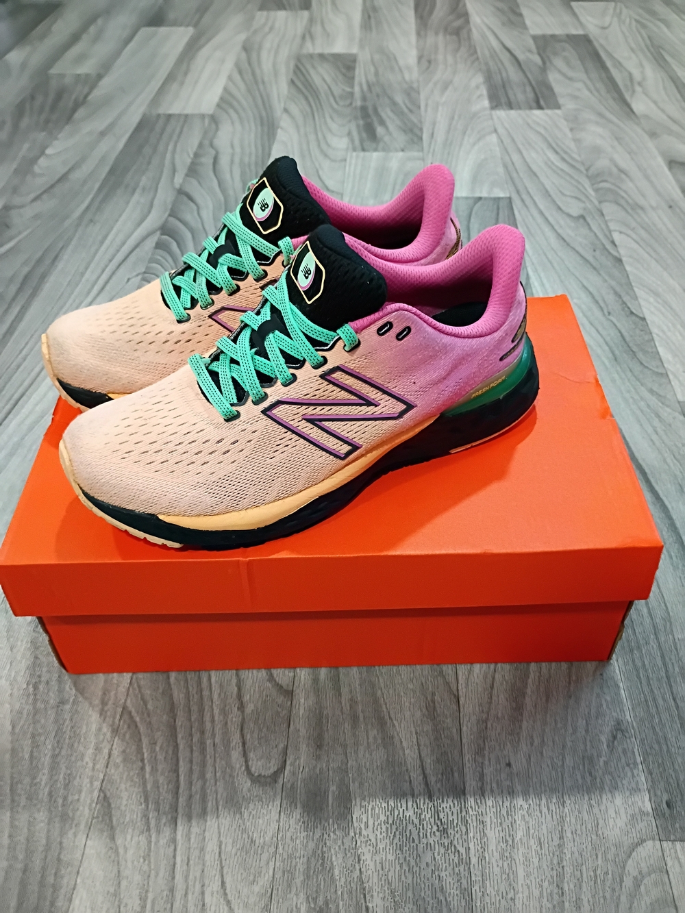 New Balance Women's Pink & Peach Running Shoes with Mint Laces